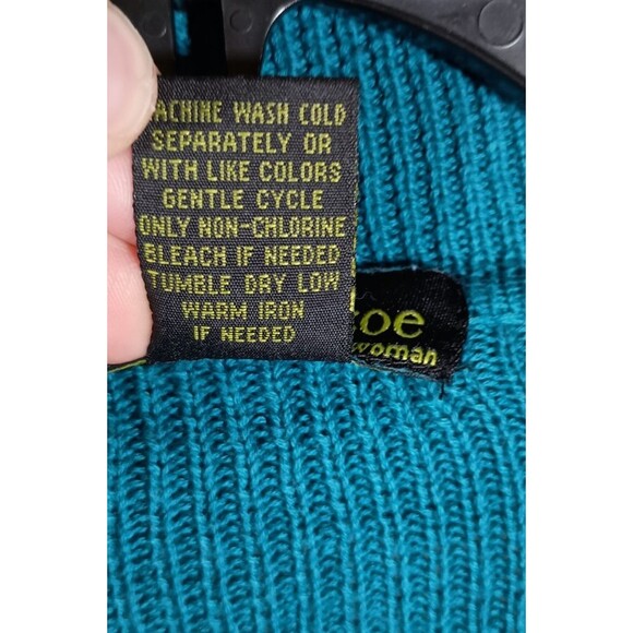 Faith & Zoe Acrylic Cotton Cardigan Teal Blue Long Drape Open Front Plus Size 1X - Picture 4 of 7